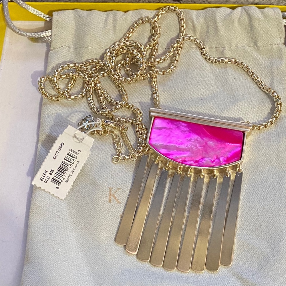 NWT Kendra Scott Ellen long necklace magenta pearl